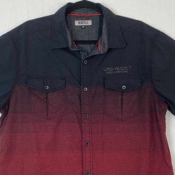 Rivet 61 Button Down Shirt Black Red - Picture 2 of 9